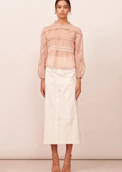 APARTMENT CLOTHING - THEA DENIM SKIRT (IVORY)