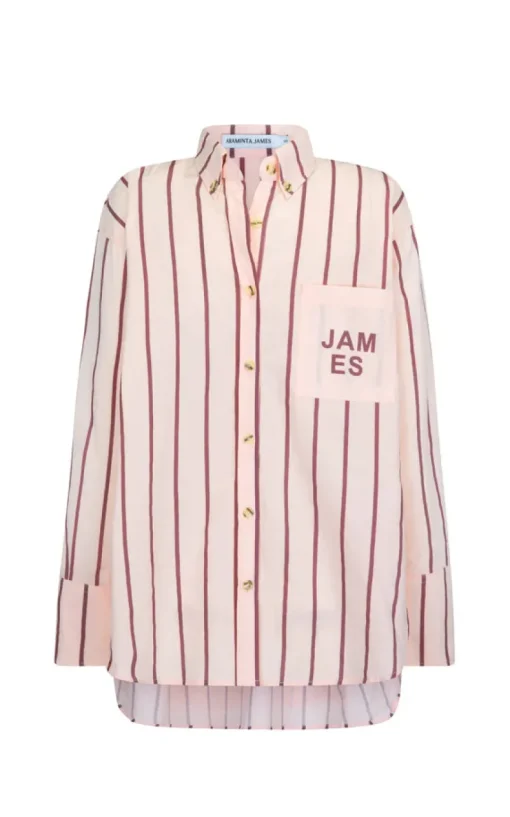 Araminta James - ALPINE COTTON STRIPE SHIRT (LIGHT BLUSH) PRE-ORDER