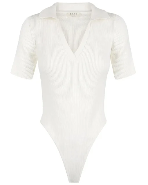 Charlie Holiday BARE BY - The Ribbed Knit Bodysuit (Coconut Milk)
