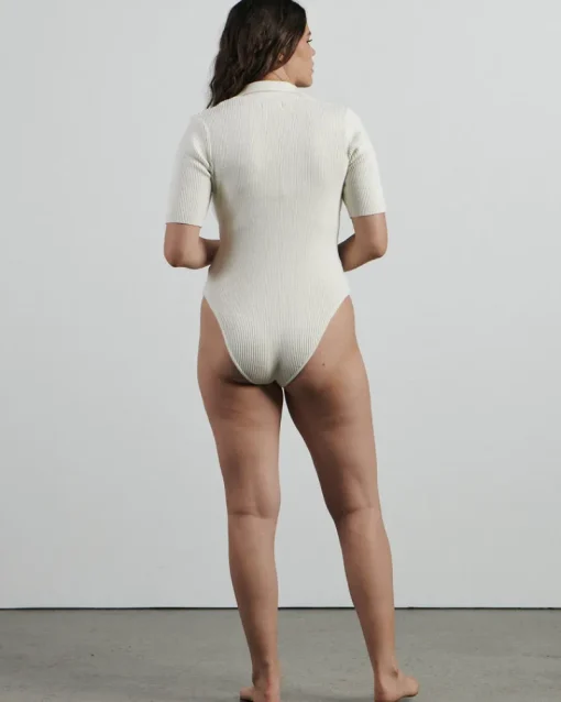 Charlie Holiday BARE BY - The Ribbed Knit Bodysuit (Coconut Milk)