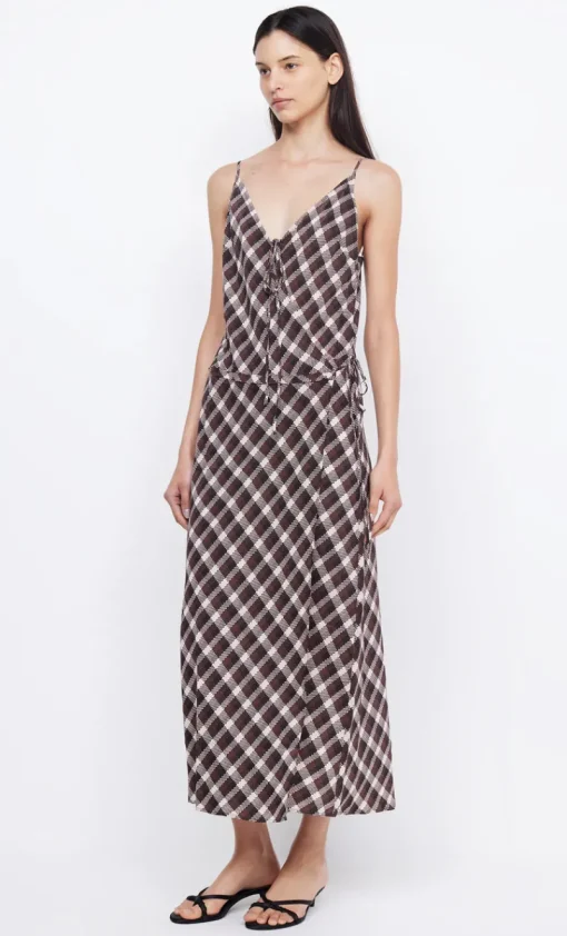 Bec and Bridge BEC + BRIDGE - CHIARA WRAP MAXI DRESS (BASKET WEAVE CHECK) FINAL SALE