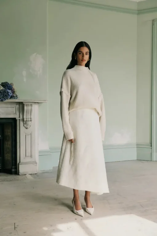 Clea - RAFA ASYM SKIRT (CREAM JACQUARD)