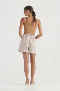 Women Elka Collective - CLARE SHORT (TAN STRIPE)