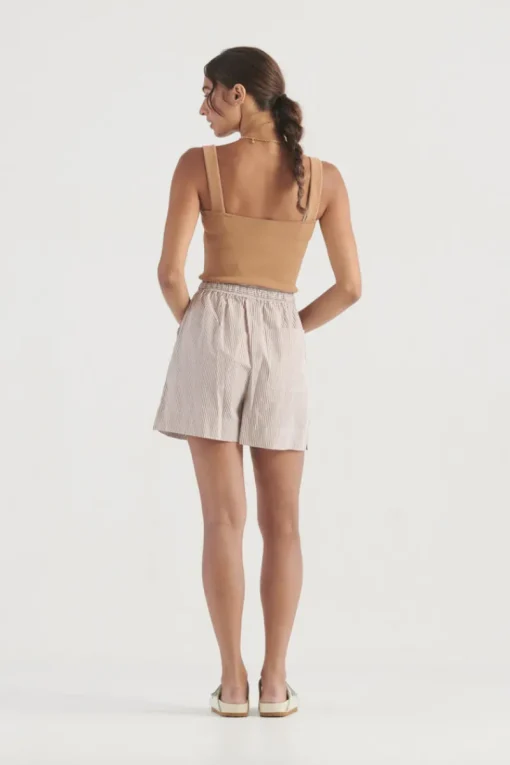 Women Elka Collective - CLARE SHORT (TAN STRIPE)