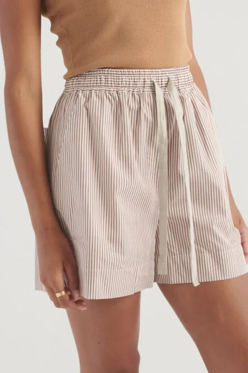 Women Elka Collective - CLARE SHORT (TAN STRIPE)
