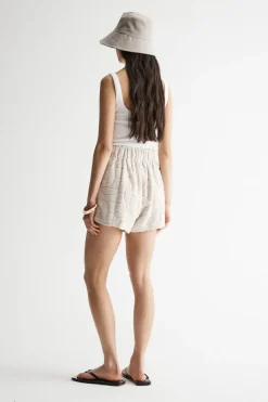 Women Elka Collective - MONOGRAM TOWELLING SHORT (ECRU)
