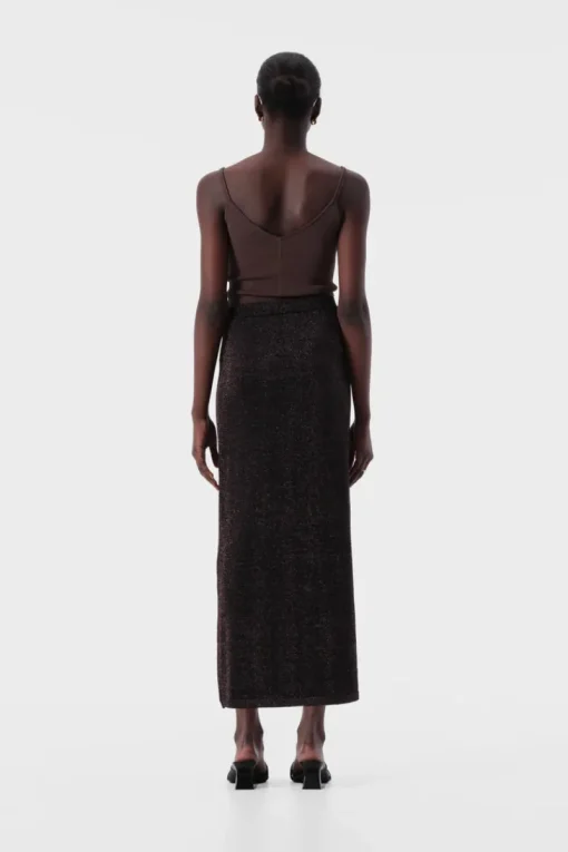 Women Elka Collective - THELMA KNIT SKIRT (COPPER LUREX)