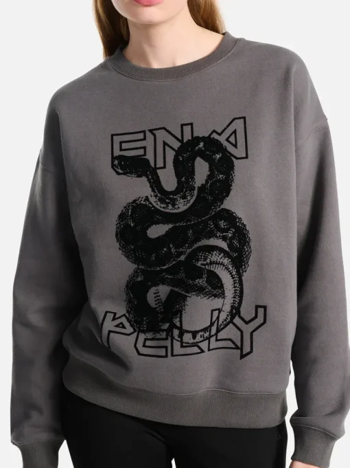 Ena Pelly - Flocked Python Relaxed Sweater (Charcoal)