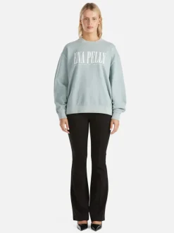 Ena Pelly - LILLY OVERSIZED SWEATER CITY LOGO (SEAFOAM WASH)