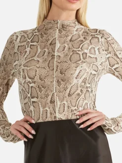Women Ena Pelly - SADIE LONG SLEEVE TOP (SNAKE SKIN)