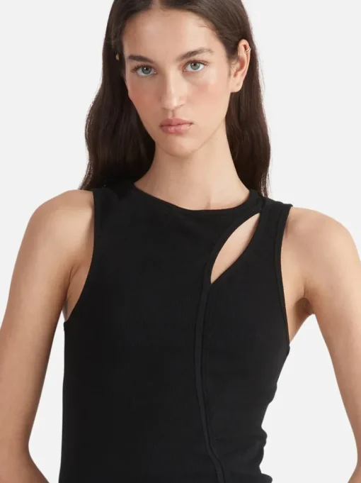 Ena Pelly BRONTE CUT OUT RIB TANK (BLACK)