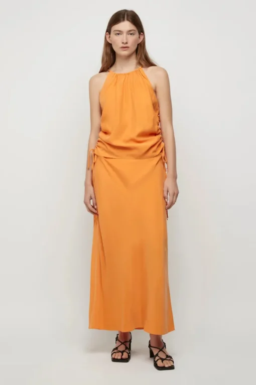 Friend of Audrey - ANDREE CUPRO RUCHED TOP (TANGERINE)