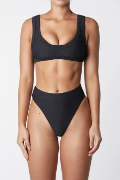 Women It's Now Cool - The Frame Crop Top (Black Rib)