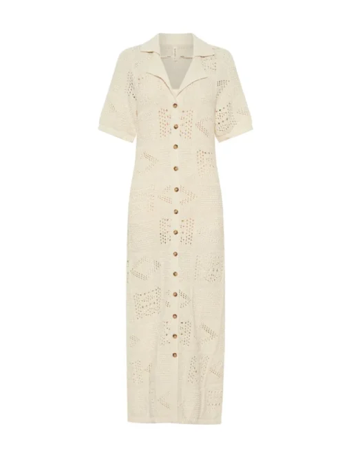 Women Kivari - CLEMENTINE COLLARED MIDI DRESS (CREAM)