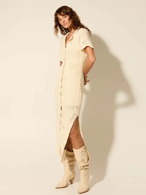 Women Kivari - CLEMENTINE COLLARED MIDI DRESS (CREAM)