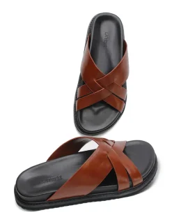 Women La Tribe - Cross Cut Slide (Cognac)