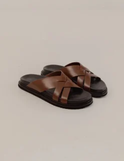 Women La Tribe - Cross Cut Slide (Cognac)