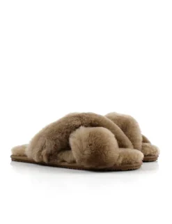 Women La Tribe - Crossover Sheepy Slipper (Tobacco)