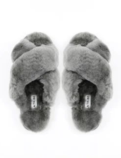 Women La Tribe - Crossover Sheepy Slipper (Charcoal)