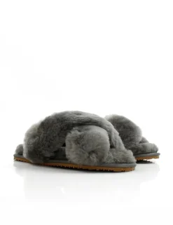 Women La Tribe - Crossover Sheepy Slipper (Charcoal)