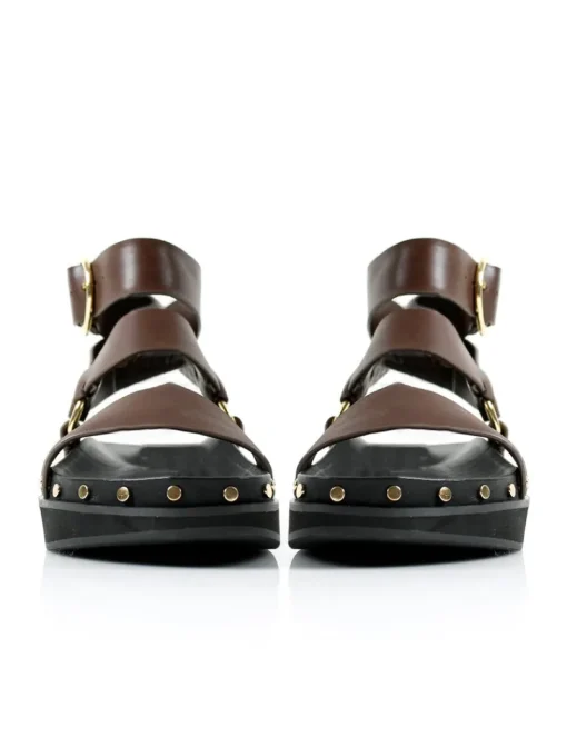 Women La Tribe - Studded Sandal (Chocolate / Gold)