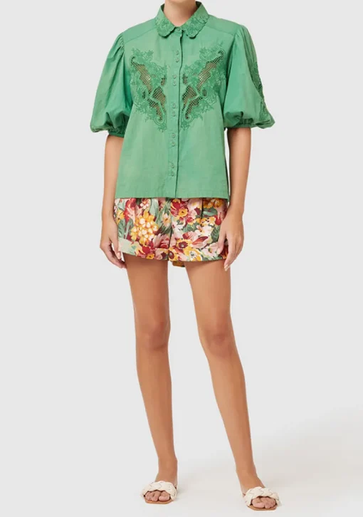 Ministry of Style - Flora Embroidery Blouse (Jade)