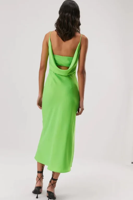 Misha - ALDEN SATIN MIDI DRESS (Lime Green)