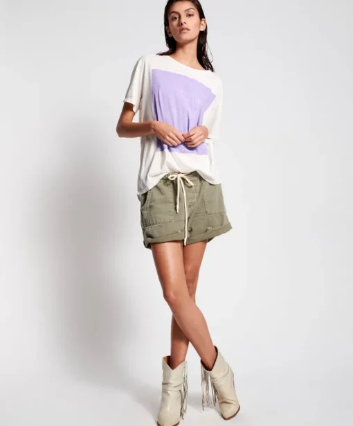 One Teaspoon - Vintage Khaki Shabby Bandit Denim Short