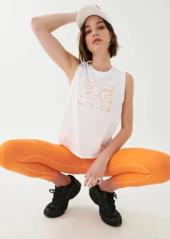 Women PE Nation - Shuffle Tank (White With Orange)