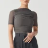 RAEF The Label - EMERY SHORT SLEEVE MESH TOP (CHARCOAL)