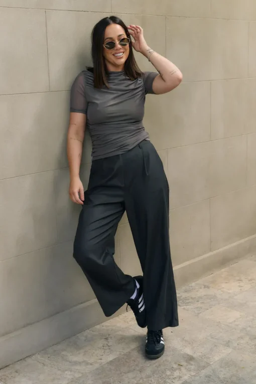 RAEF The Label - EMERY SHORT SLEEVE MESH TOP (CHARCOAL)