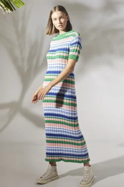 Rue Stiic - Wren Maxi Knit Dress (Retro Stripe Orchid Pink)