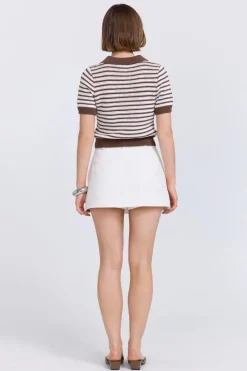 Sovere Studio - PETRA POLO KNIT TOP (TAUPE / CREAM)