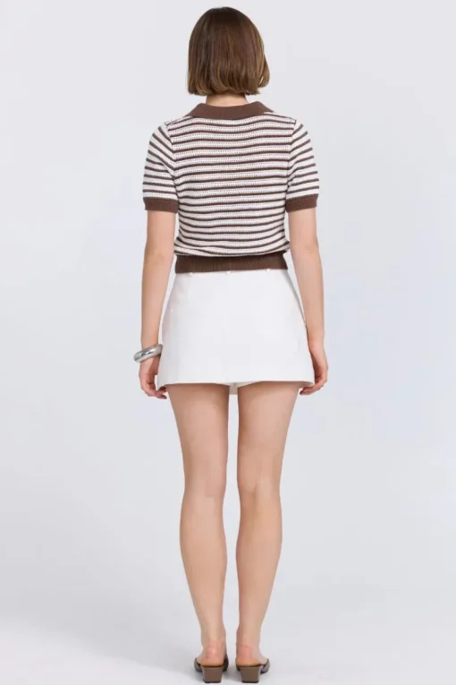 Sovere Studio - PETRA POLO KNIT TOP (TAUPE / CREAM)