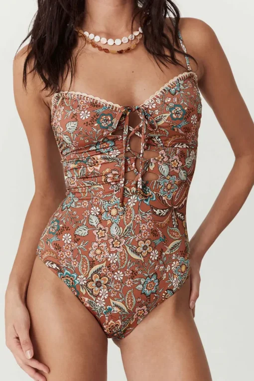 Women Spell AND THE GYPSY COLLECTIVE - MOJAVE LILY LACE UP ONE PIECE (AMBER)