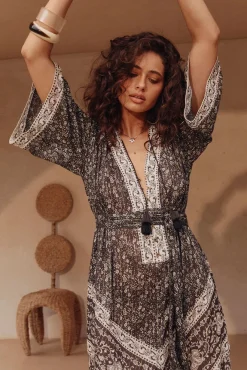 Spell AND THE GYSPY COLLECTIVE - LITTLE BIRD FLUTTER MAXI DRESS (MIDNIGHT)