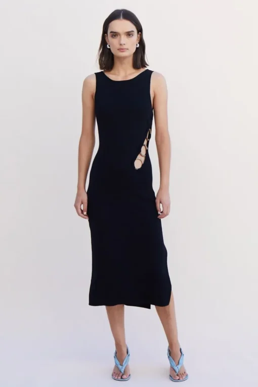 Suboo - Dylan Ring Side Knit Midi Dress (Black)