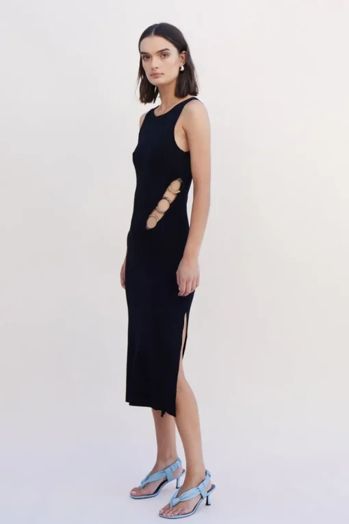 Suboo - Dylan Ring Side Knit Midi Dress (Black)