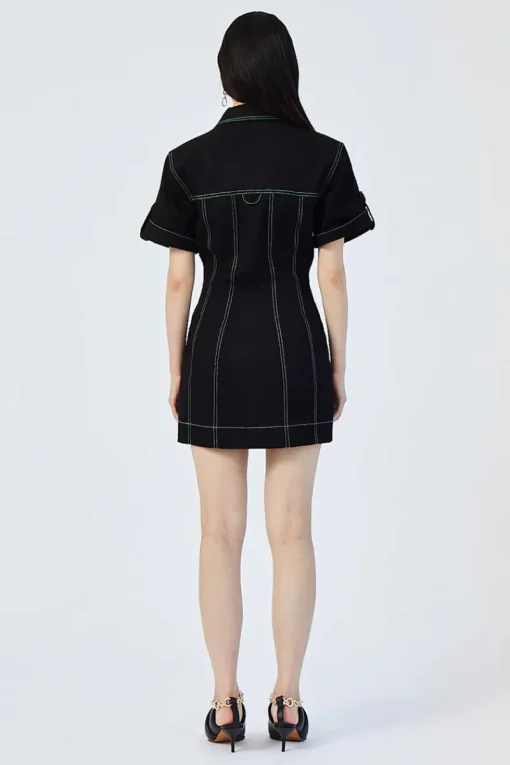 Suboo - SULLY BUTTON FRONT MINI DRESS (BLACK)