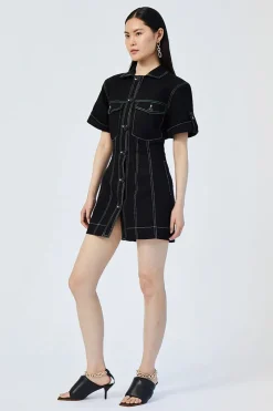 Suboo - SULLY BUTTON FRONT MINI DRESS (BLACK)