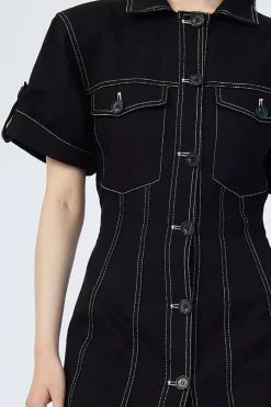 Suboo - SULLY BUTTON FRONT MINI DRESS (BLACK)