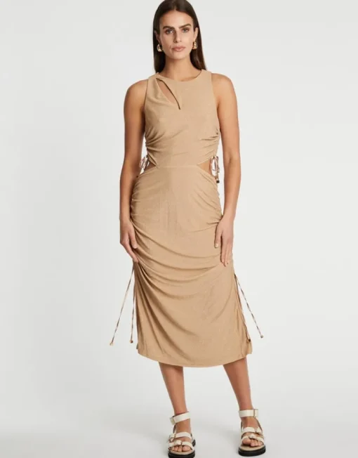Suboo - The Liz Rouched Midi Tank Dress (Gold)