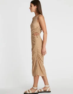 Suboo - The Liz Rouched Midi Tank Dress (Gold)