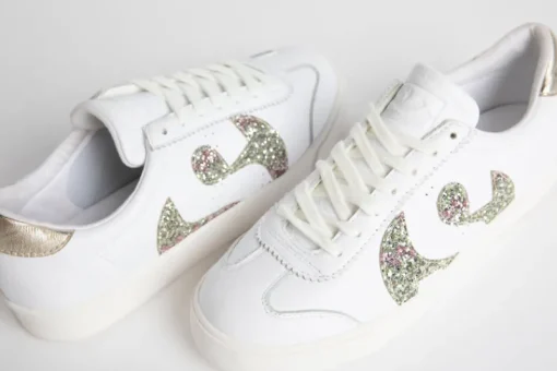 Women Superga - 2843 Club S Comfort Leather Glitter (White Platinum)