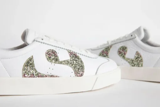 Women Superga - 2843 Club S Comfort Leather Glitter (White Platinum)