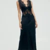 Third Form - VISIONS LACE DEEP V MAXI DRESS (EBONY)