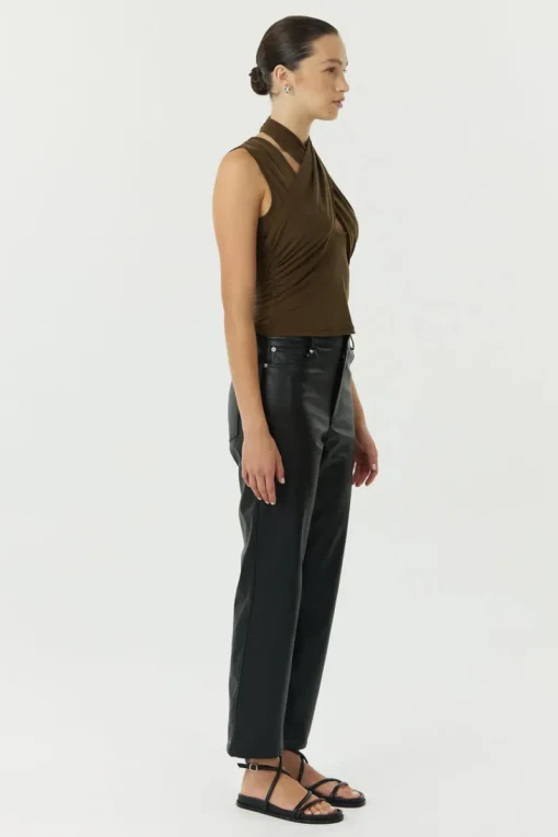 Third Form - WISTERIA WRAP NECK TANK TOP (CHOCOLATE)